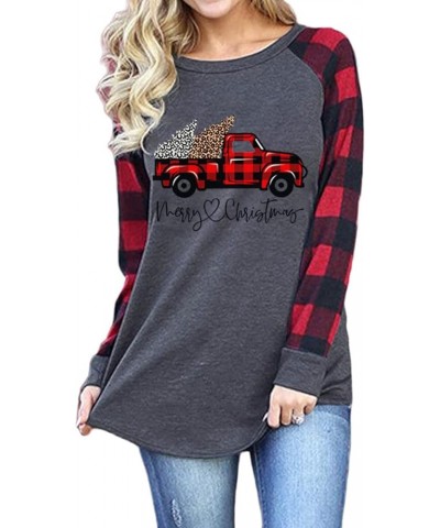 Christmas Shirt for Women Buffalo Plaid Tees Tops Christmas Long Sleeve Tshirt Holiday Graphic Winter Blouse Tops Green $11.5...