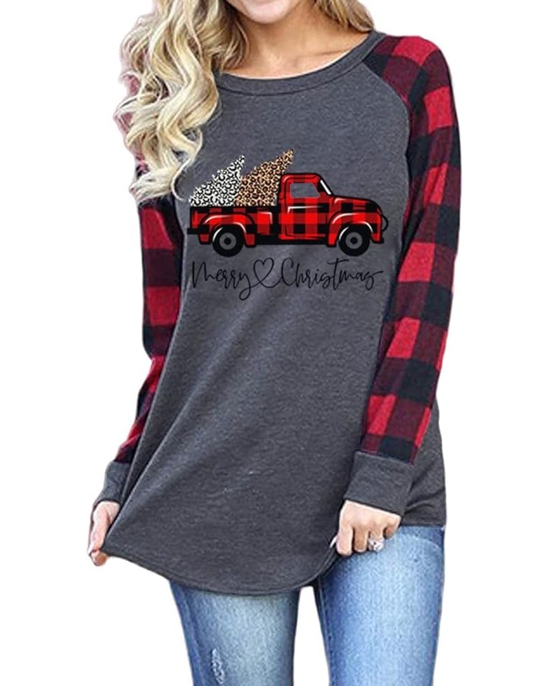 Christmas Shirt for Women Buffalo Plaid Tees Tops Christmas Long Sleeve Tshirt Holiday Graphic Winter Blouse Tops Green $11.5...