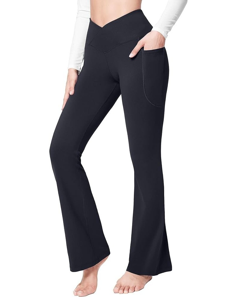 Women's High Waist Leggings with Pockets Soft Silk Smoke Collection Tummy Control Butt Lift Yoga Pants 02 Black $17.10 Leggings