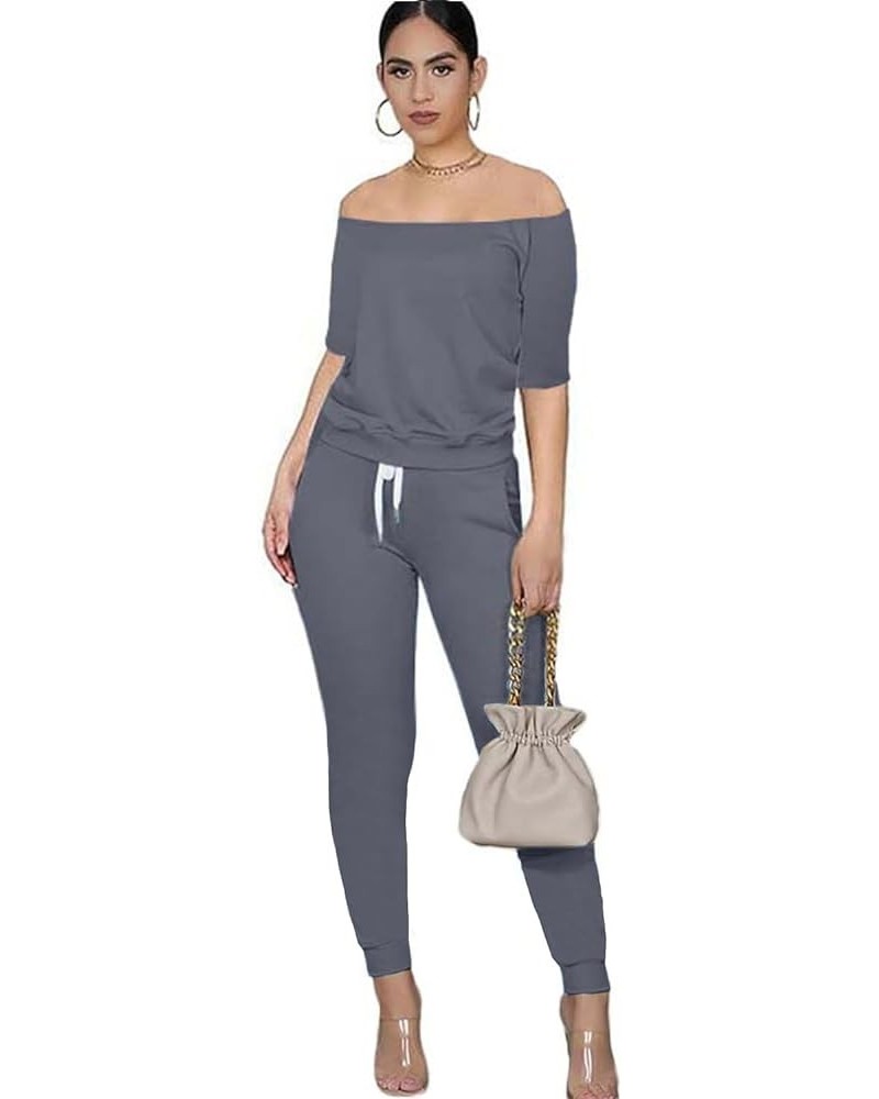 Women's Two Piece Outfit Joggers Sets Long Sleeve Tracksuit Sweatpants Sets 9233-dark Grey $14.21 Activewear