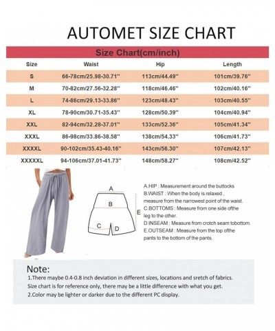 Linen Pants Women Summer Casual Pants Straight Leg Drawstring Elastic High Waist Loose Comfy Trousers with Pockets B-dark Gra...