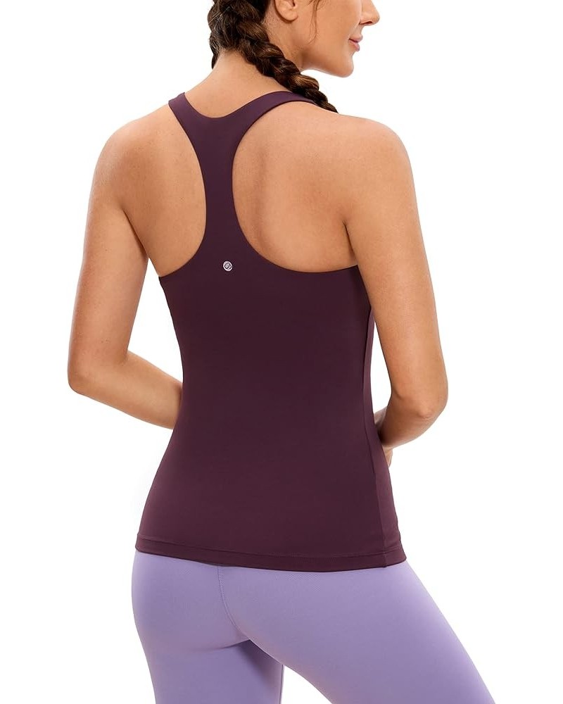 Butterluxe Women Workout Racerback Tank Tops with Built in Bra - Scoop Neck Padded Slimming Yoga Long Camisole Deep Purple $2...