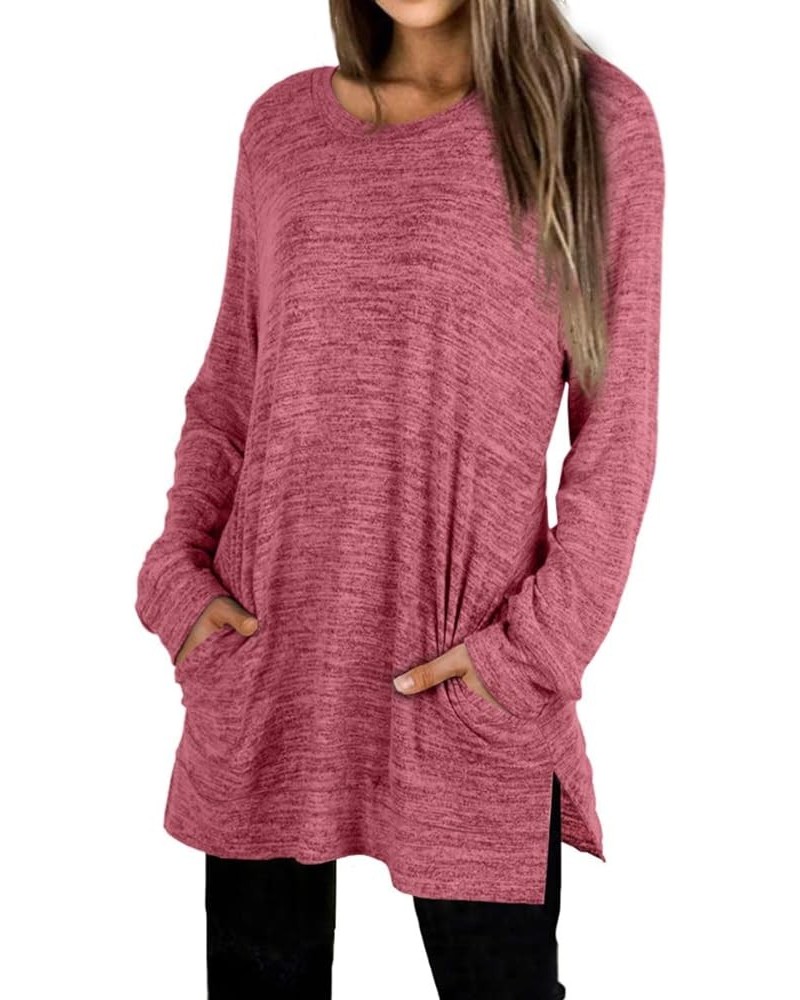 Womens Casual Sweatshirts Long Sleeve Shirts Oversized With Pocket Tunic Tops S-3XL 108-winered $10.07 Tops