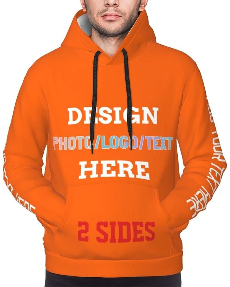 Custom Hoodie Double Sided Design Your Own Pullover Personalized Sweatshirts Customizable Hoodies For Men Women Teen Orange $...