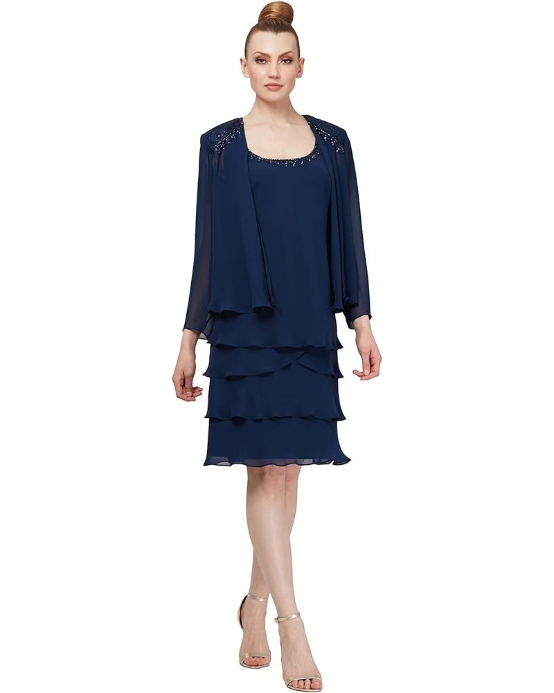 Women's Embellished Tiered Jacket Dress (Petite and Regular) New Eclipse $24.94 Dresses