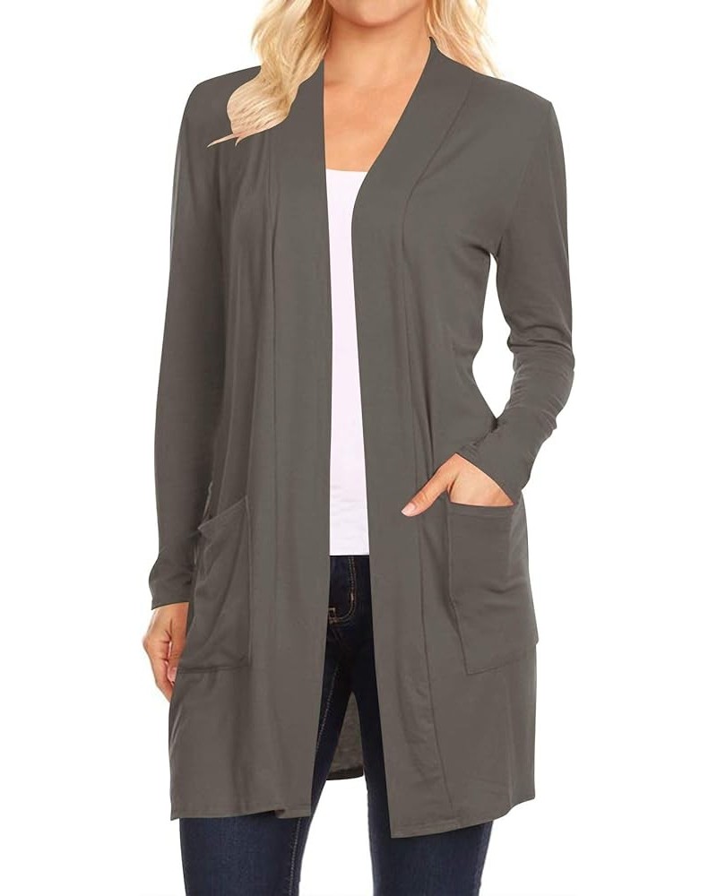 Women's Printed and Solid Casual Long Sleeve Open Cardigan US Size Hcd00868 Heather Charcoal $14.13 Sweaters