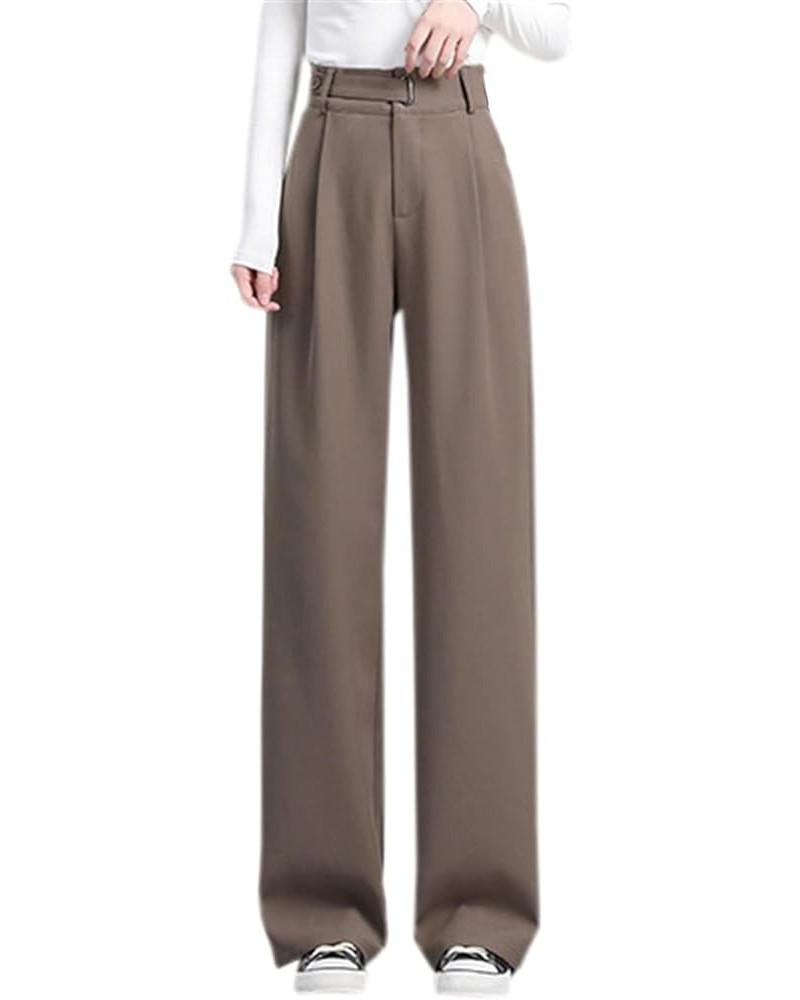 Women's Half Elastic Waist Straight Leg Trousers Office Dress Pants, X-Small - X-Large 1 brown $19.32 Pants