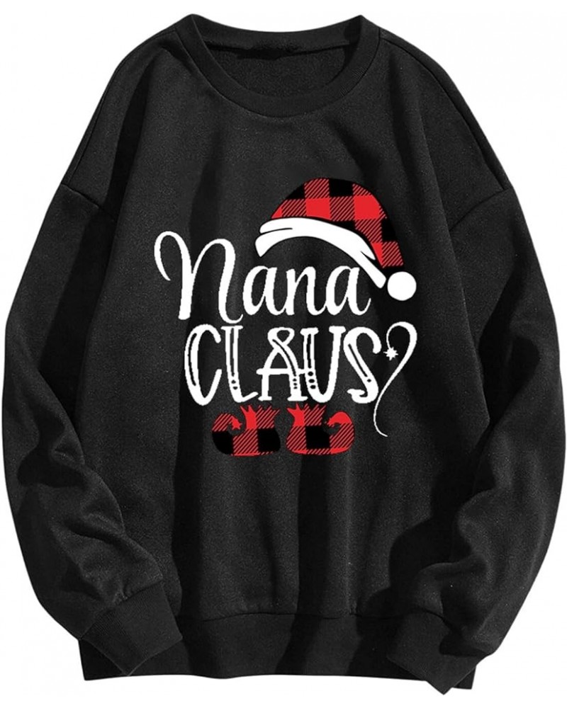 Nana Claus Christmas Sweatshirt For Women Graphic Sweater Shirts Crewneck Pullover Funny Holiday Clothes 2023 J02-black $9.23...