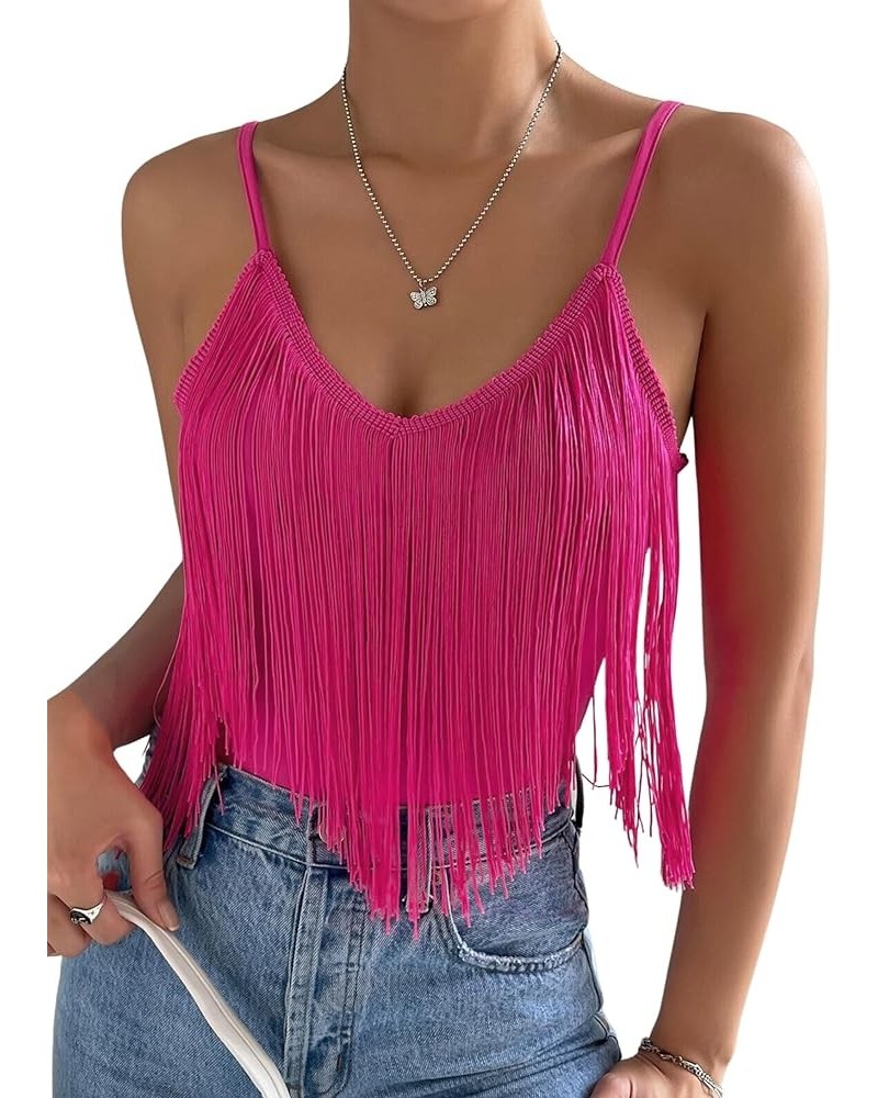 Fringe Tops for Women - Country Concert Outfit Crop Tank Tassel Dress Corset Suit Cowgirl Going Rave Western Shirt Pink $13.9...