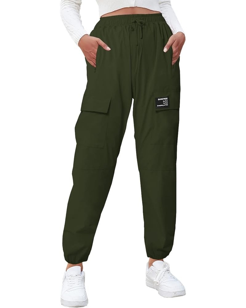 Girls Womens Drawstring Cargo Jogger Pants 1quick Dry-army Green $14.24 Pants