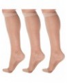 (3 Pairs) Made in USA - Sheer Compression Socks for Women Circulation 15-20mmHg Beige $22.11 Socks