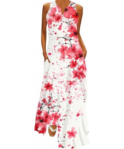 Spring Summer Dresses for Womens 2024 Plus Size Long Maxi Sleeveless Floor Dress Floral Kaftan Beach Sexy Dress White-a06 Tod...