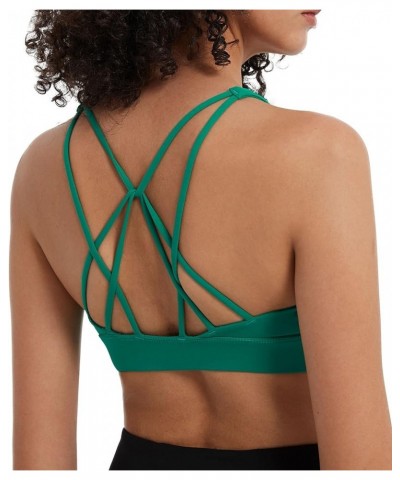 Sports Bra for Women, Sexy Crisscross Back Low Impact Padded Strappy Yoga Bra with Removable Cups Green $12.18 Lingerie