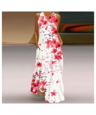 Spring Summer Dresses for Womens 2024 Plus Size Long Maxi Sleeveless Floor Dress Floral Kaftan Beach Sexy Dress White-a06 Tod...