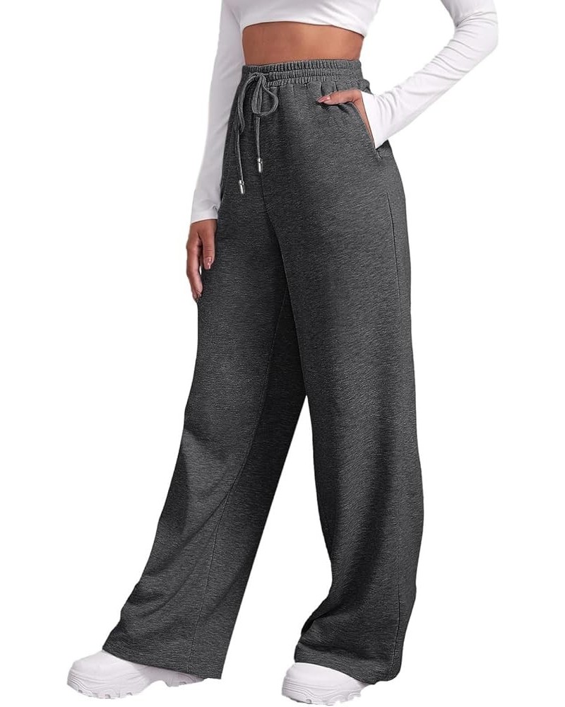 High Waisted Wide Leg Pants for Women Drawstring Fall Casual Palazzo Pants Comfort Loose Fit Solid Color Trousers with Pocket...