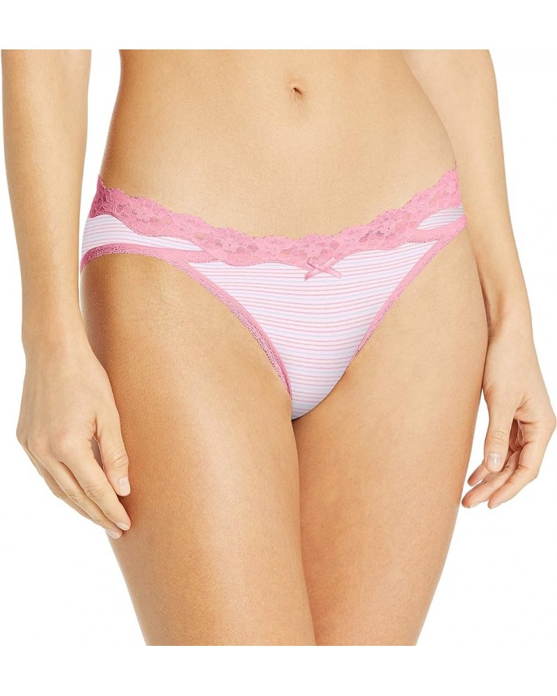 Women's Sexy Must Haves Bikini Panty Splashy Pink Stripe Print Pink Ribbon $9.42 Lingerie