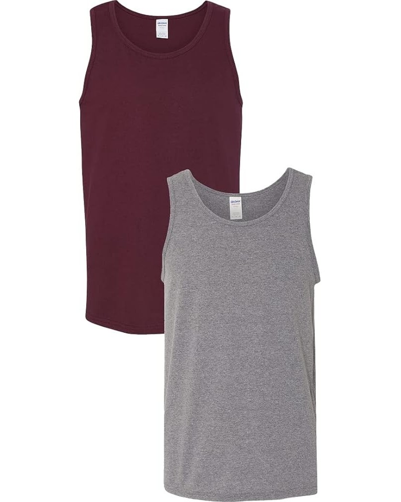 5200 - Heavy Cotton Tank Top Maroon/Graphite $8.93 Shirts