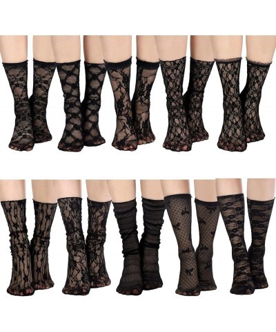 10 Pairs Slouch Lace Socks Women Cute Mesh Frilly Socks Ankle High Loose Lace Ruffle Socks for Women Girls Dress Fancy $9.20 ...