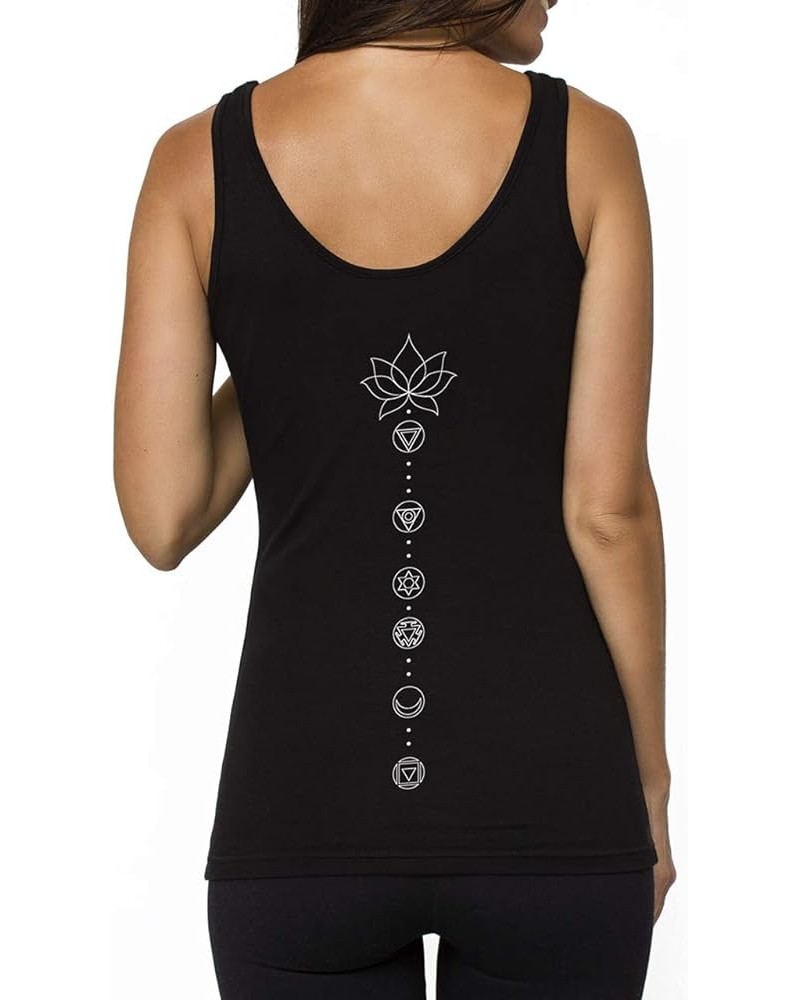 Organic Cotton Yoga Workout Tank Top Moon Phases Shirts Tops Tees Tanks for Women Black Chakras $13.23 Activewear