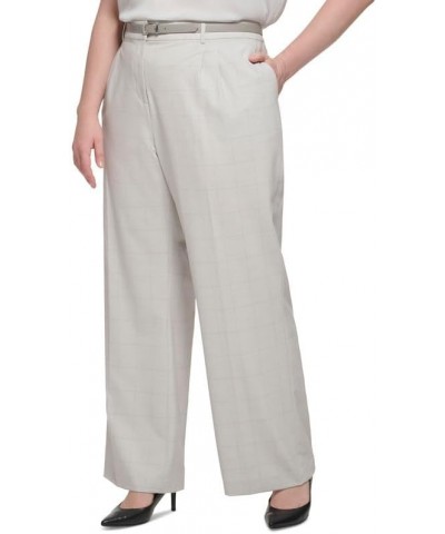 Women's Plus Size Windowpane Wide-Leg Pants (Galaxy Multi, 18W) $32.25 Pants