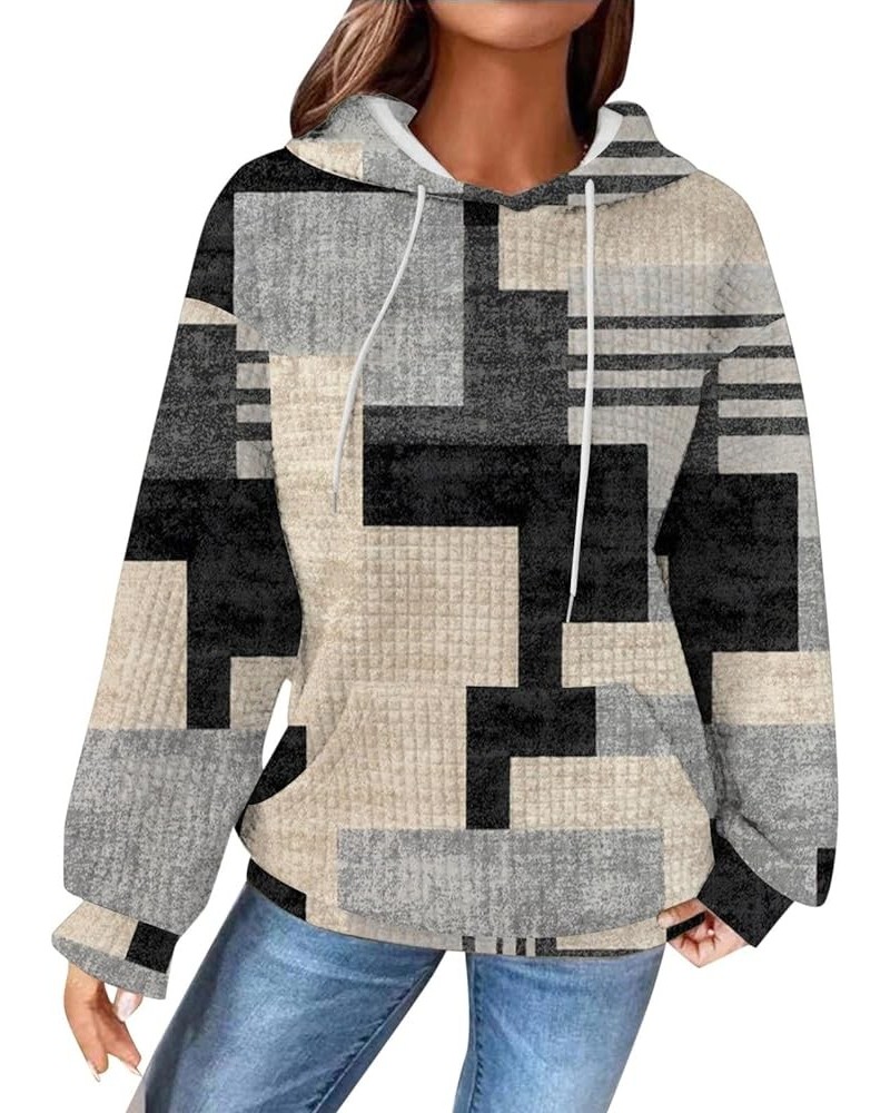 Trendy Hoodies for Women 2023 Waffle Oversized Sweatshirt Loose Fit Casual Comfy Long Sleeve Top Plus Size Cozy Pullover B6-k...