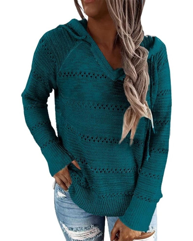 Women's Lightweight Color Block Hooded Sweaters Drawstring Hoodies Pullover Sweatshirts Solid Turquoise $16.78 Hoodies & Swea...