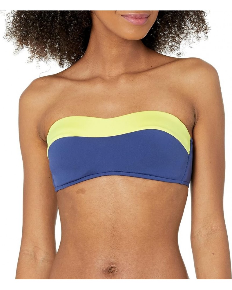 Women's Spliced Bustier Bandeau Bikini Top Swimsuit In the Loop Blue Opal $52.13 Swimsuits