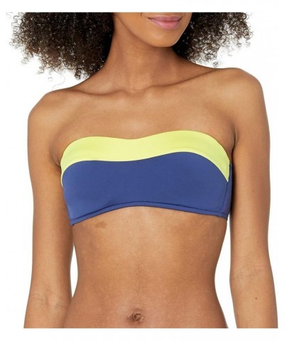 Women's Spliced Bustier Bandeau Bikini Top Swimsuit In the Loop Blue Opal $52.13 Swimsuits