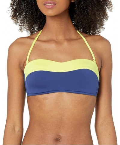 Women's Spliced Bustier Bandeau Bikini Top Swimsuit In the Loop Blue Opal $52.13 Swimsuits