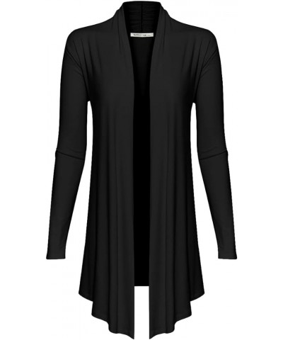 Women's Draped Open Front Casual Long Sleeve Lightweight Office Work Cardigan Sweater Black_2310 $15.61 Sweaters