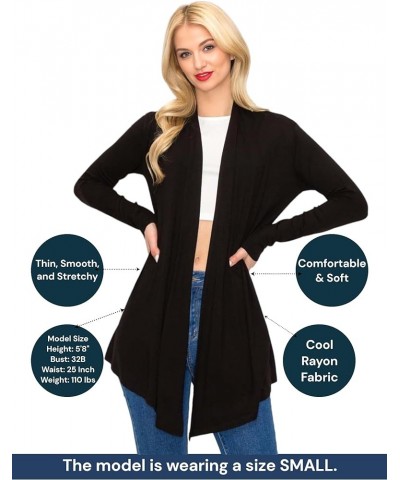 Women's Draped Open Front Casual Long Sleeve Lightweight Office Work Cardigan Sweater Black_2310 $15.61 Sweaters