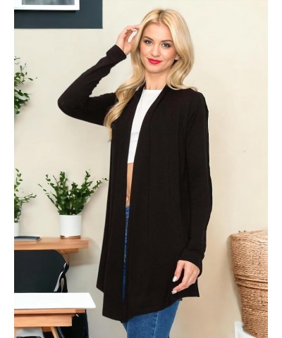 Women's Draped Open Front Casual Long Sleeve Lightweight Office Work Cardigan Sweater Black_2310 $15.61 Sweaters