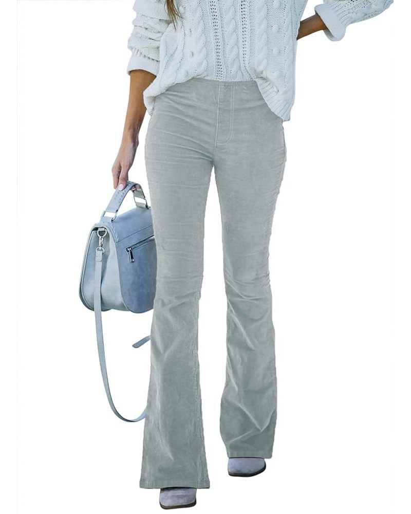 Women Corduroy Flare Pants Elastic Waist Bell Bottom Trousers A Light Gray $21.09 Pants