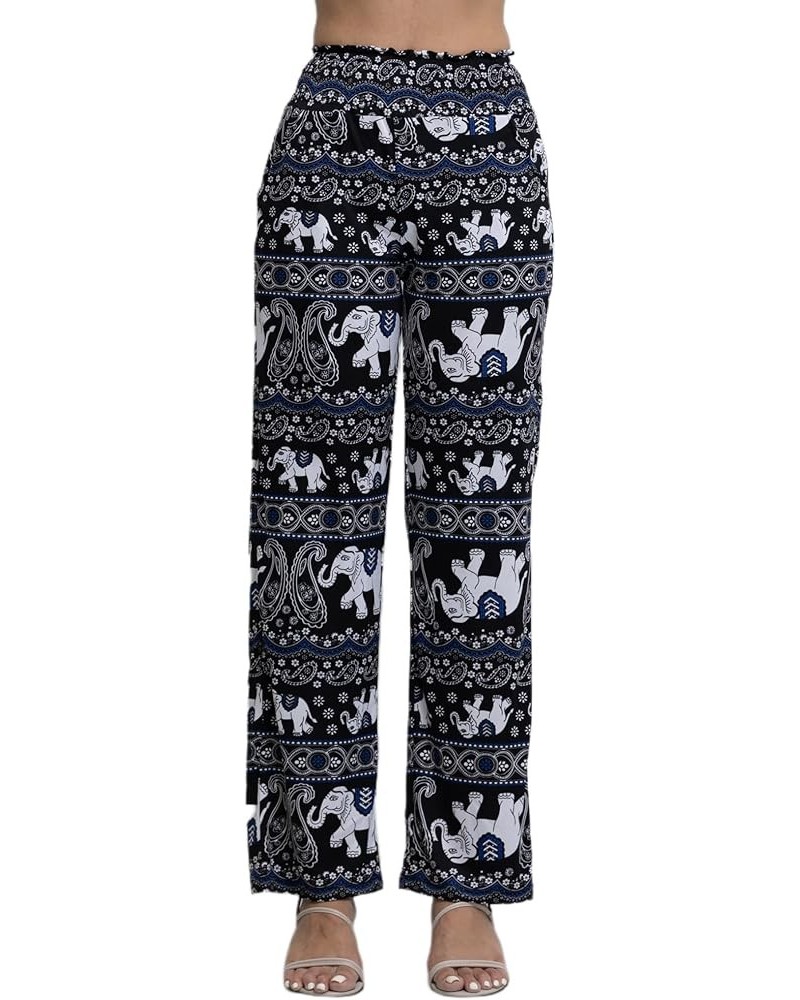 Wide Leg Pants for Women High Waisted Comfy Casual Boho Palazzo with Pockets Elephant Black Blue $12.73 Pants