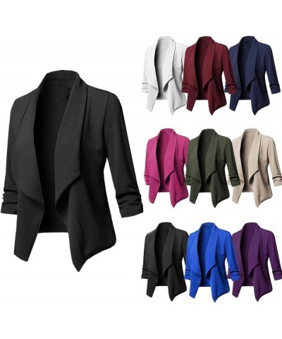 Blazer Jackets for Women Lapel Collar Front Open Cardigan Plus Size Lightweight Work Office Blazer Coats S-5XL Navy $10.06 Bl...