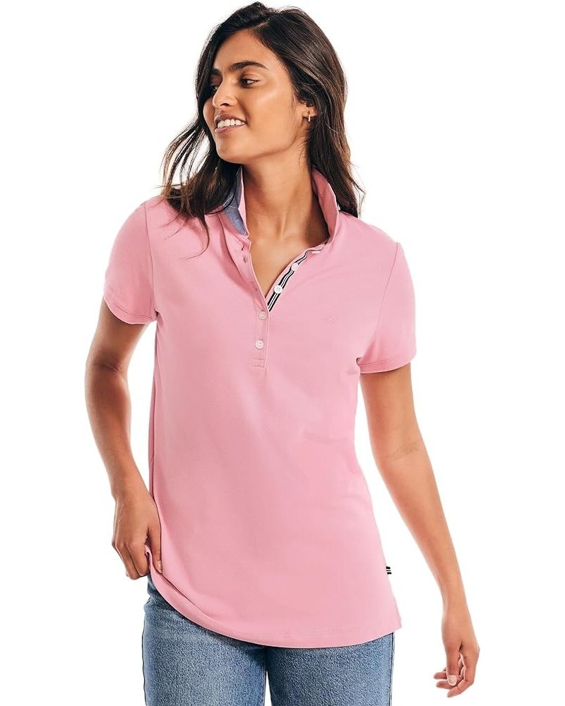 Women's 5-Button Short Sleeve Cotton Polo Shirt Cash Rose. $16.19 Shirts