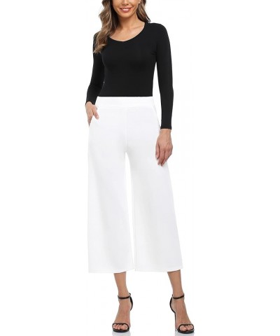 Wide Leg Pants for Women Business Casual Crop Palazo Dress Pants Capris White $21.20 Pants