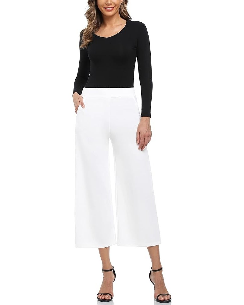 Wide Leg Pants for Women Business Casual Crop Palazo Dress Pants Capris White $21.20 Pants