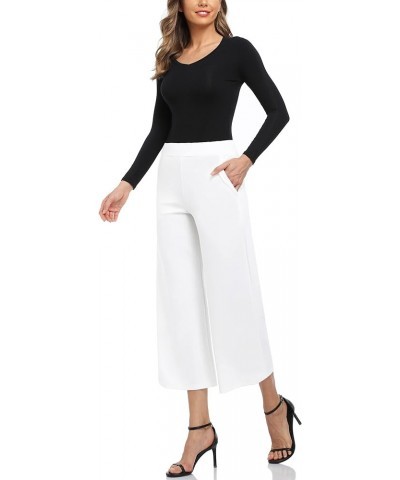 Wide Leg Pants for Women Business Casual Crop Palazo Dress Pants Capris White $21.20 Pants