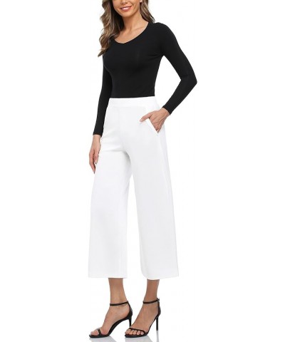 Wide Leg Pants for Women Business Casual Crop Palazo Dress Pants Capris White $21.20 Pants