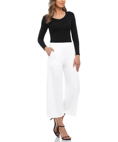 Wide Leg Pants for Women Business Casual Crop Palazo Dress Pants Capris White $21.20 Pants