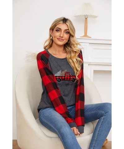 Christmas Shirt for Women Buffalo Plaid Tees Tops Christmas Long Sleeve Tshirt Holiday Graphic Winter Blouse Tops Green $11.5...