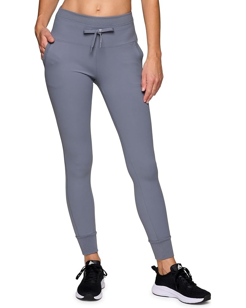 Women's Drawstring Waist Gym Hiking Legging Fitted Jogger with Pockets Blue Grey Chunky Rib $23.91 Activewear