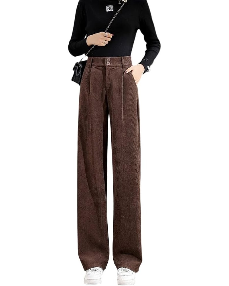 Corduroy High Waisted Baggy Pants for Women Vintage y2k Straight Leg Pants Loose Fit with Pocket Wide Leg T Coffee $9.17 Pants