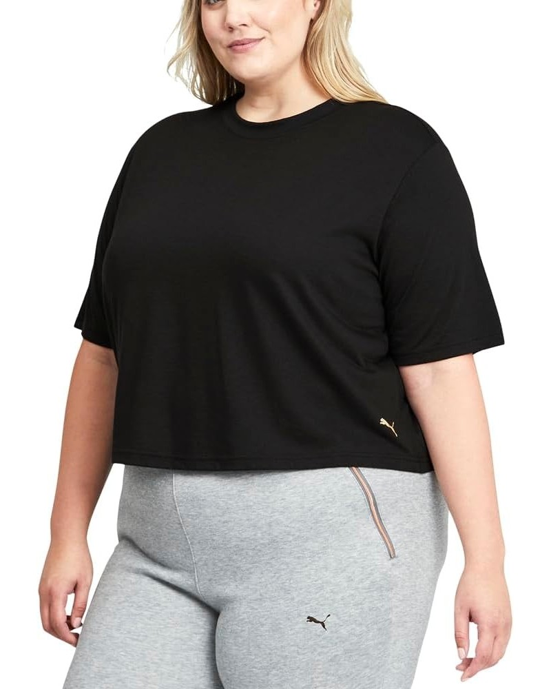 Womens Moto Crew Neck Short Sleeve Plus Athletic Tops Casual - Black Black $8.52 Activewear