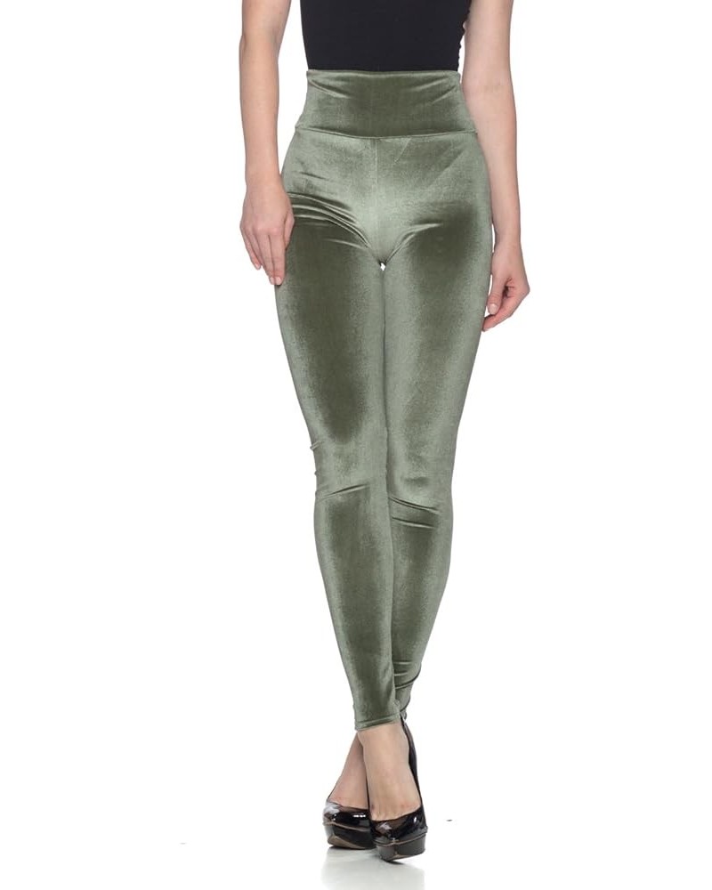 Women's Velvet High Waist Leggings Olive - Plush $19.46 Leggings