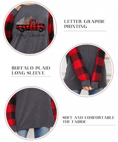 Christmas Shirt for Women Buffalo Plaid Tees Tops Christmas Long Sleeve Tshirt Holiday Graphic Winter Blouse Tops Green $11.5...