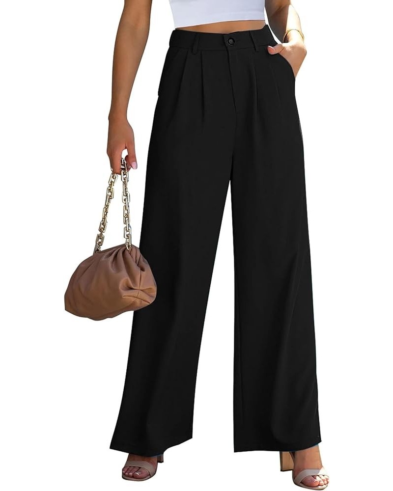 Women's Wide Leg Pants Work Business Casual High Waisted Dress Office Pants Flowy Trousers Black $17.76 Pants