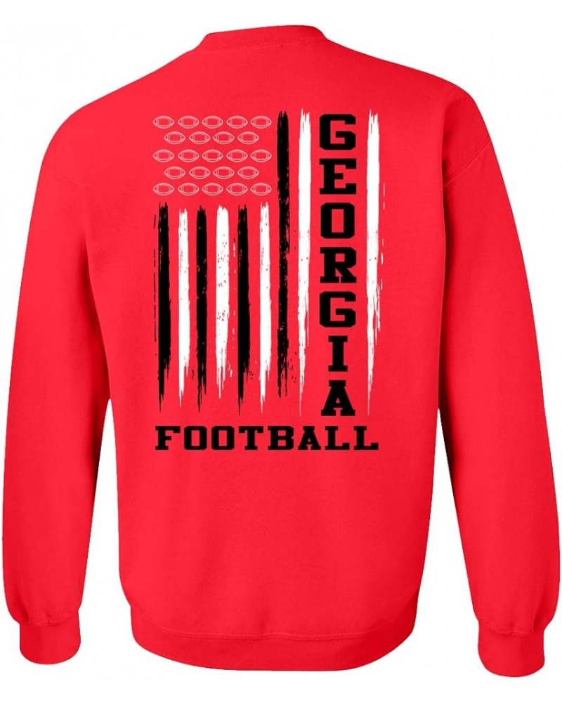 Football Flag American Flag Sports Fan Game Day Tailgating Crewneck Sweatshirt Pullover Georgia Red $17.86 Sweatshirts