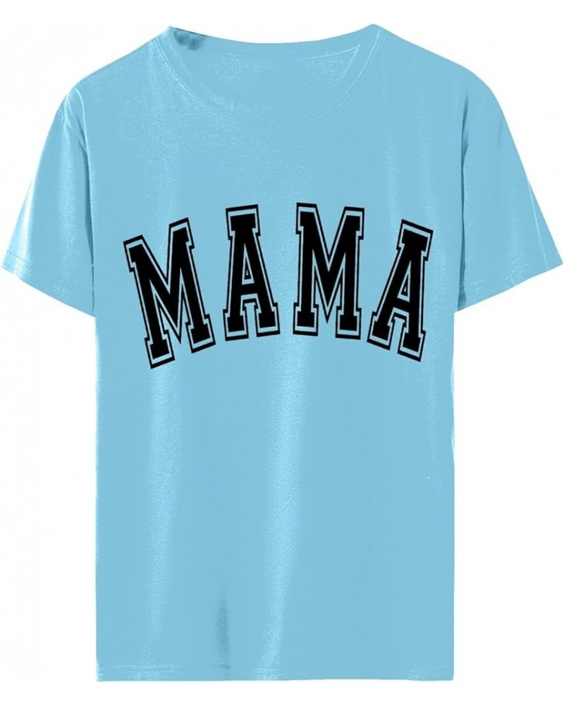 Mama T-Shirts Women Mama Letter Print Shirts Mom Life Casual Momma Short Sleeve Tee Tops Mama Shirt Mothers Day Top Mom Gift ...